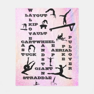 Pastel Gymnastics Skills Crosswords Blanket Fleecefilt