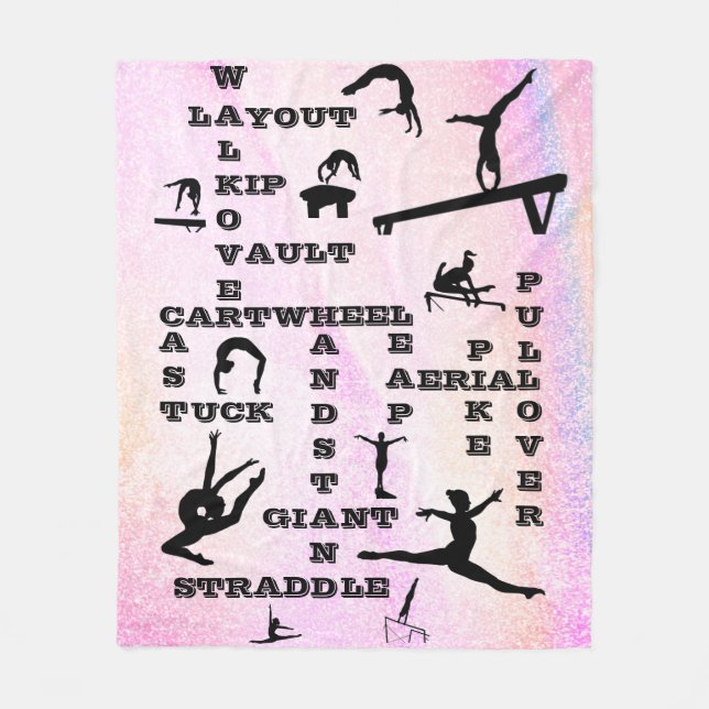 Pastel Gymnastics Skills Crosswords Blanket Fleecefilt (Framsidan)