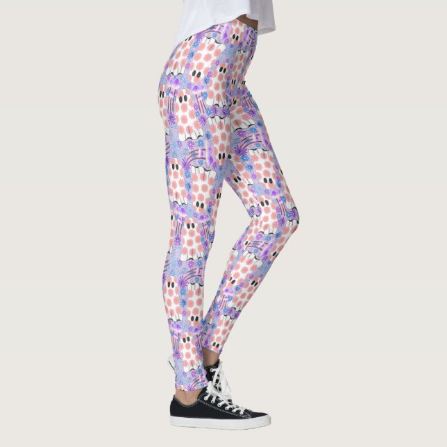 Pastel Halloween Blommigt Spöken Leggings (Höger)