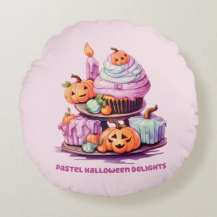Pastel Halloween Delight Rund Kudde