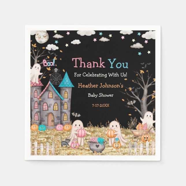 Pastel Halloween Gender Reveal Baby Shower Pappersservett (Framsidan)