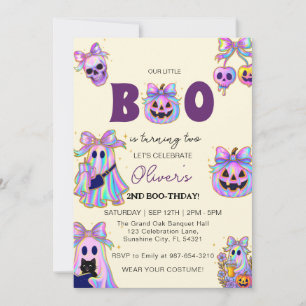 Pastel Halloween Girl Birthday-inbjudan, Spooky Inbjudningar