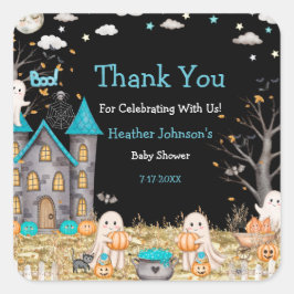 Pastel Halloween Little Boo Boy Shower Fyrkantigt Klistermärke