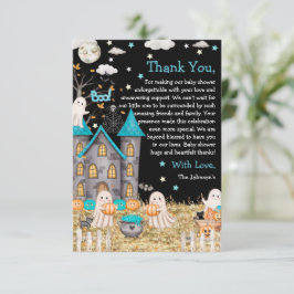 Pastel Halloween Little Boo Boy Shower Tack Kort