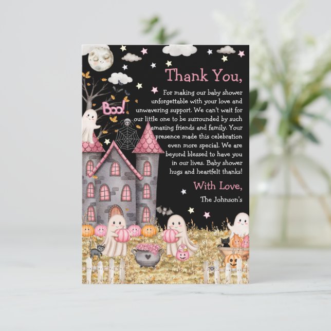 Pastel Halloween Little Boo Girl Shower Tack Kort (Stående Fram)