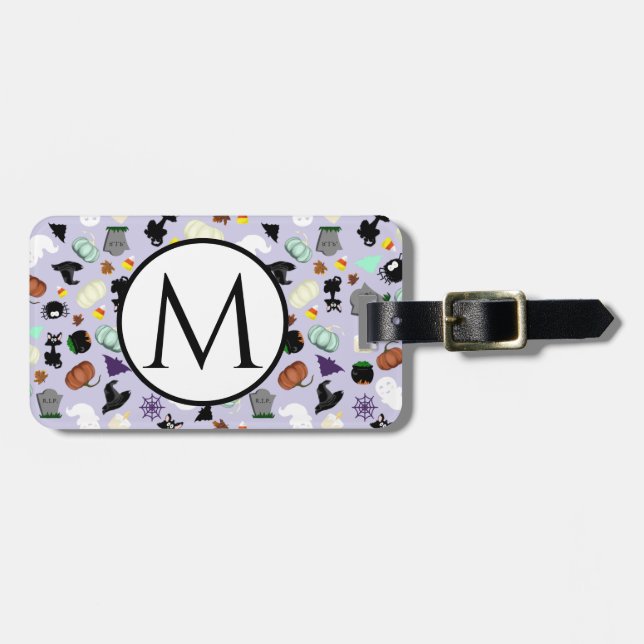 Pastel Halloween Monogrammed Bagagebricka (Horisontell Framsida)