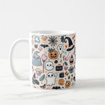 Pastel Halloween Mönster med Pumpkin Ghost