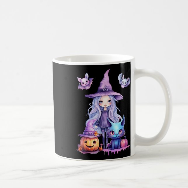 Pastel Halloween Witch Cat Pumpkin Pastelcore Kaffemugg (Höger)