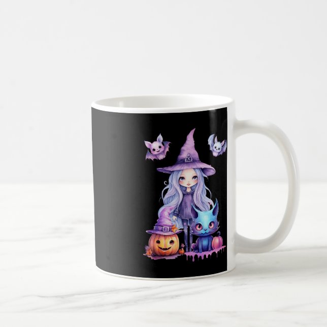 Pastel Halloween Witch Cat Pumpkin Pastelcore Kaffemugg (Höger)