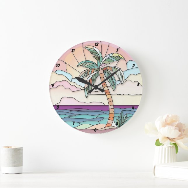 Pastel Handflatan, glasaktigt Stor Klocka (Hem)