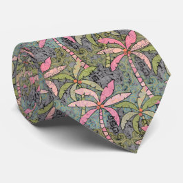 Pastel Handflatan Rosa, Grönt och Grått Tie Slips