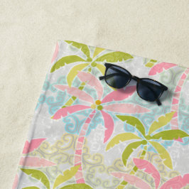 Pastel Handflatan Träd Beach Towel
