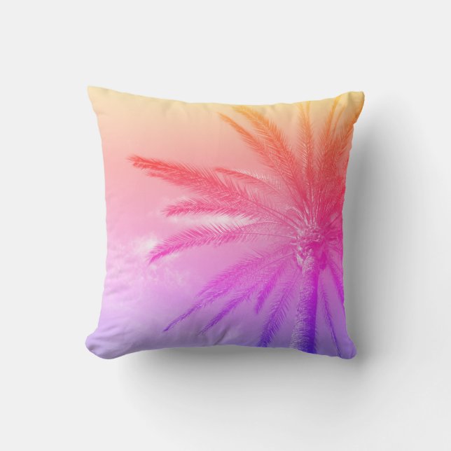 Pastel Handflatan Träd, Funky, sommar Kudde (Framsida)