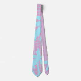 Pastel Handflatan Träd Grid Glitch Neck Tie Slips