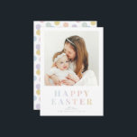 Pastel Happy Easter Family Photo Card | Custom Eas Julkort<br><div class="desc">Send warm Easter wishes with a modern pastel photo card. This design features soft seasonal colours and a clean, photo-forward layout, creating a cheerful and contemporary way to share your Easter greetings with family and friends. Personalise with your favourite family photo and name to create a meaningful Easter greeting card....</div>