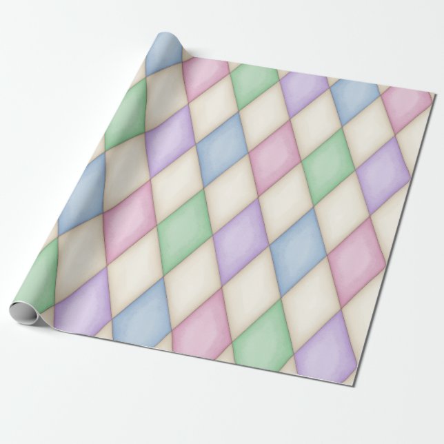 Pastel Harlequin Medieval Fairytale (stor ) Presentpapper (Utrullad)