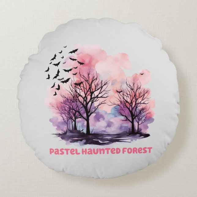 Pastel Haunted Forest Rund Kudde (Framsidan)