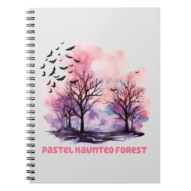 Pastel Haunted Forest - Spooky-Cute Pastel Lila Anteckningsbok (Framsidan)