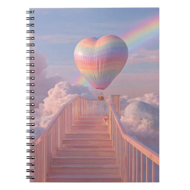 Pastel Heart Balloon Stairway - bärbar dator Anteckningsbok (Framsidan)