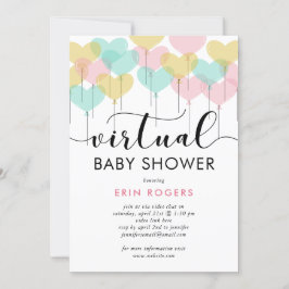 Pastel Heart-bubblor Virtuella babyskabokare Inbjudningar