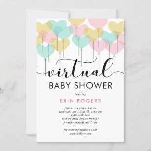 Pastel Heart-bubblor Virtuella babyskabokare Inbjudningar