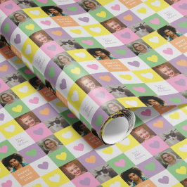 Pastel Heart Checkerboard med Photos Valentine Presentpapper