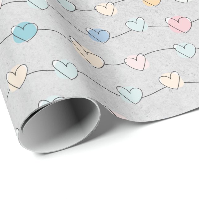 Pastel Heart Garland Gift Wrap Presentpapper (Rullad Hörn)