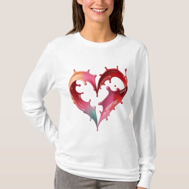 Pastel Heart Graphic Tee for Women (Framsida)