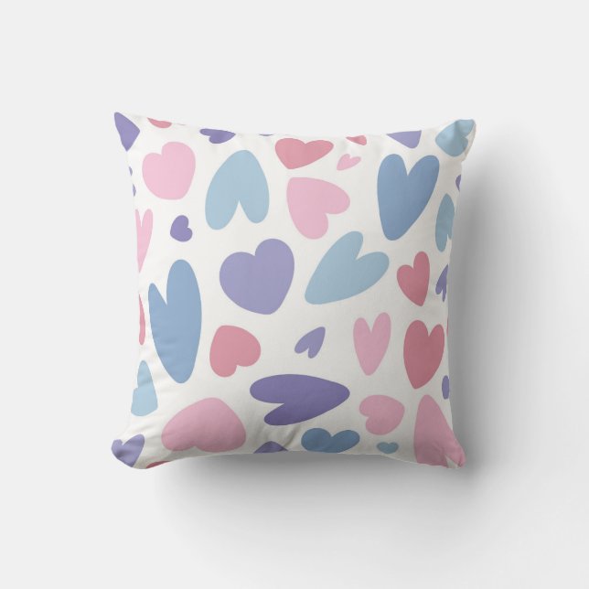 Pastel Heart Scatter Mönster Kudde (Framsida)