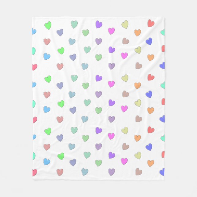 Pastel Heart Shape Mönster Fleece Blanket (Framsidan)