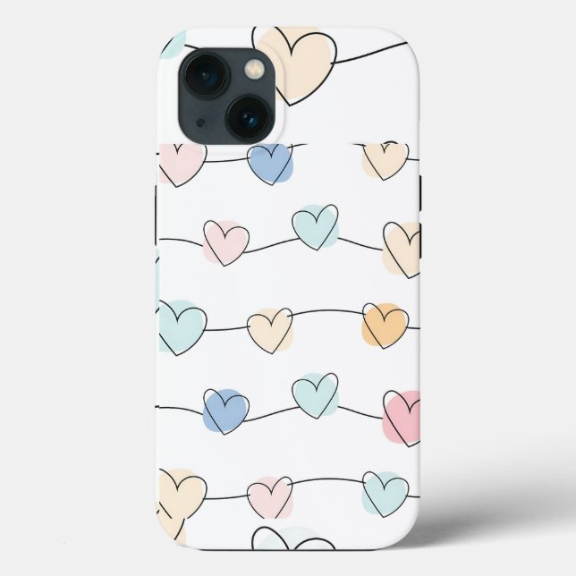 Pastel Heart Strings Mönster | Cute Minimalist (Baksida)