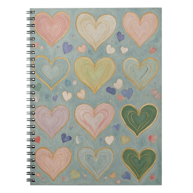 Pastel Heart Tapestry Anteckningsbok (Framsidan)