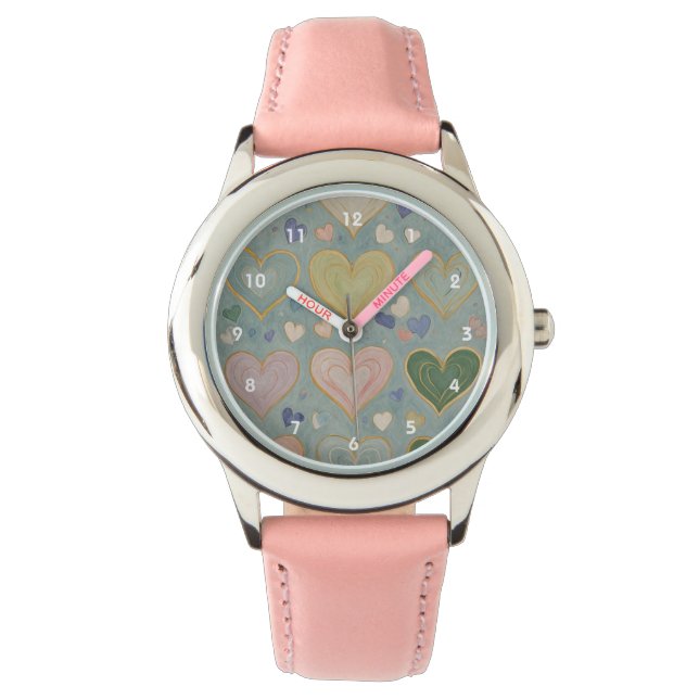 Pastel Heart Tapestry Armbandsur (Framsida)