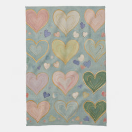 Pastel Heart Tapestry Kökshandduk