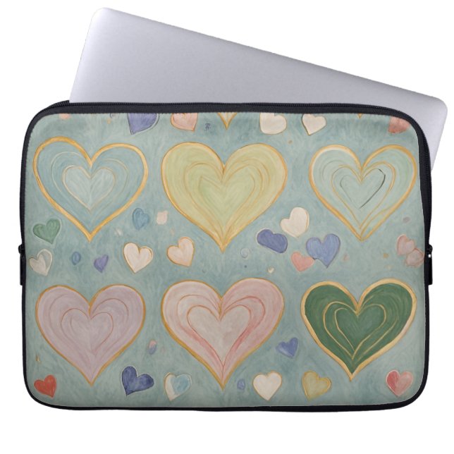 Pastel Heart Tapestry Laptop Fodral (Framsidan)