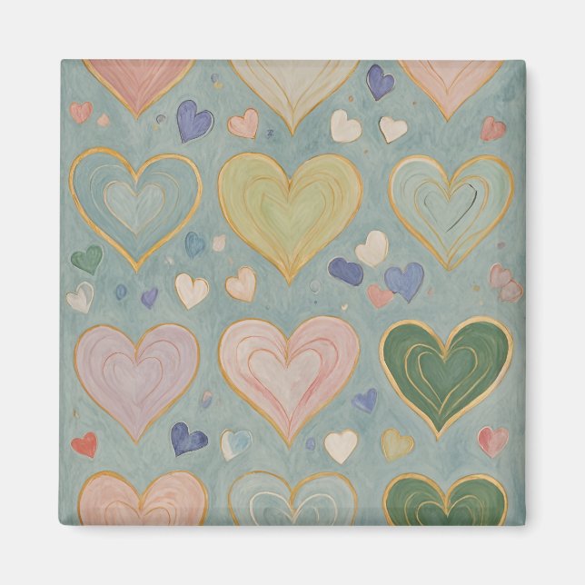 Pastel Heart Tapestry Magnet (Framsidan)