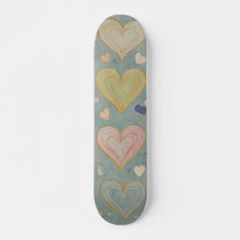 Pastel Heart Tapestry Mini Skateboard Bräda 18,5 Cm