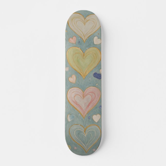 Pastel Heart Tapestry Mini Skateboard Bräda 18,5 Cm (Framsida)