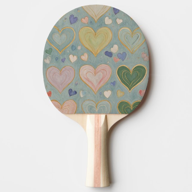 Pastel Heart Tapestry Pingisracket (Framsidan)
