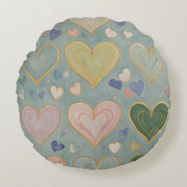 Pastel Heart Tapestry Rund Kudde