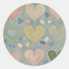 Pastel Heart Tapestry Runt Klistermärke