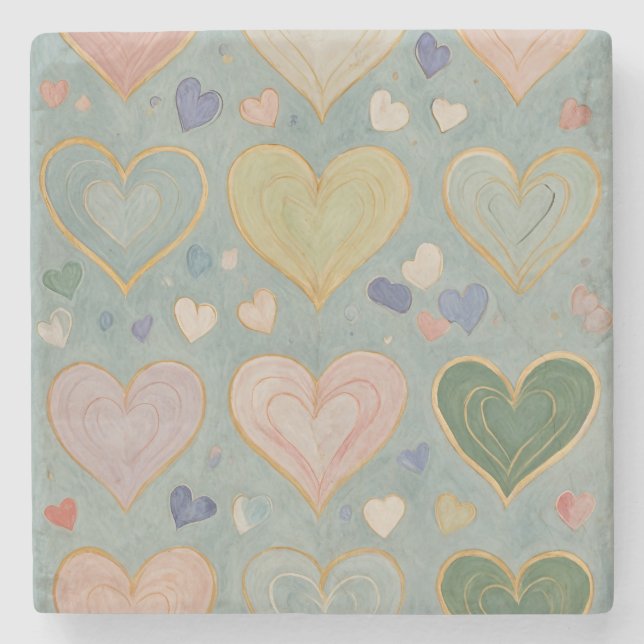 Pastel Heart Tapestry Stenunderlägg (Framsidan)
