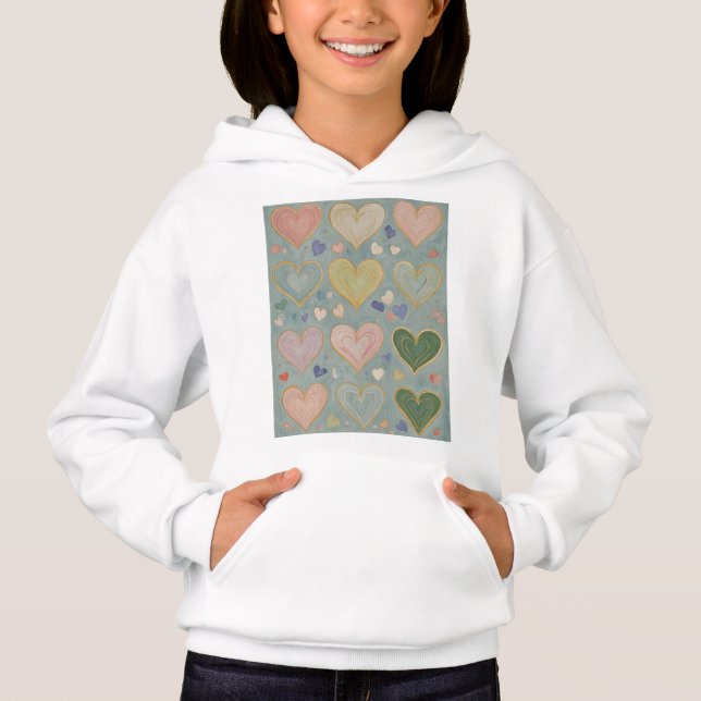 Pastel Heart Tapestry T Shirt (Framsida)