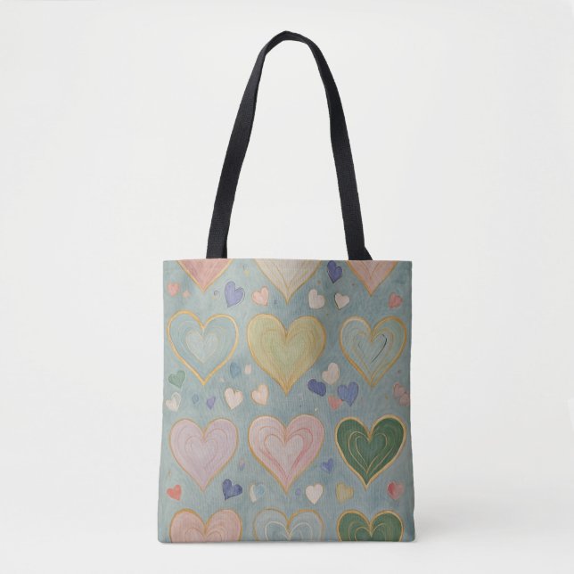 Pastel Heart Tapestry Tygkasse (Framsida)