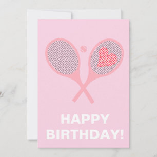 Pastel Heart Tennis Player Racquets Boll Birthday Inbjudningar