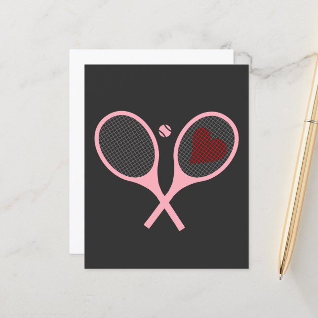 Pastel Heart Tennis Player Racquets Boll Design (Fram/Back In Situ)