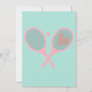 Pastel Heart Tennis Player Racquets Boll Design Inbjudningar