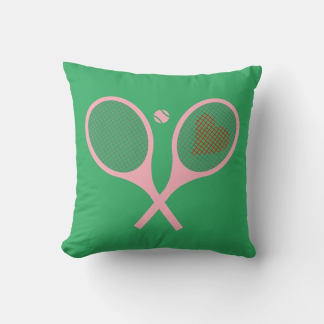 Pastel Heart Tennis Player Racquets Boll Design Kudde (Framsida)