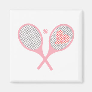 Pastel Heart Tennis Player Racquets Boll Design Magnet