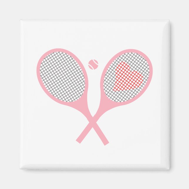 Pastel Heart Tennis Player Racquets Boll Design Magnet (Framsidan)